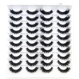 HBZGTLAD 5/8 Pairs of Natural Russian Striped Mink Lashes 3D False Lashes Volume Wavy False Lashes Eyelash Extensions Makeup