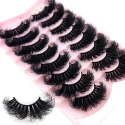 HBZGTLAD 5/8 Pairs of Natural Russian Striped Mink Lashes 3D False Lashes Volume Wavy False Lashes Eyelash Extensions Makeup