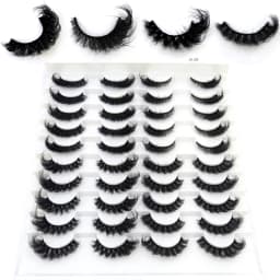 HBZGTLAD 5/8 Pairs of Natural Russian Striped Mink Lashes 3D False Lashes Volume Wavy False Lashes Eyelash Extensions Makeup