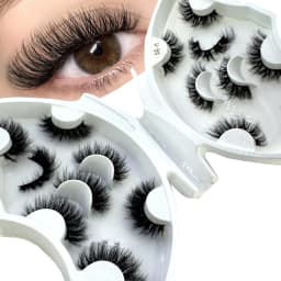 HBZGTLAD 5/8 Pairs of Natural Russian Striped Mink Lashes 3D False Lashes Volume Wavy False Lashes Eyelash Extensions Makeup