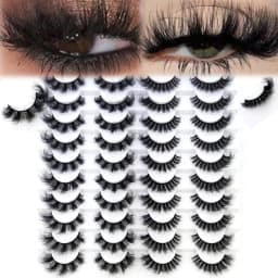HBZGTLAD 5/8 Pairs of Natural Russian Striped Mink Lashes 3D False Lashes Volume Wavy False Lashes Eyelash Extensions Makeup
