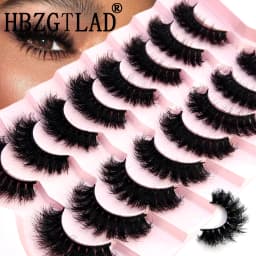 HBZGTLAD 5/8 Pairs of Natural Russian Striped Mink Lashes 3D False Lashes Volume Wavy False Lashes Eyelash Extensions Makeup