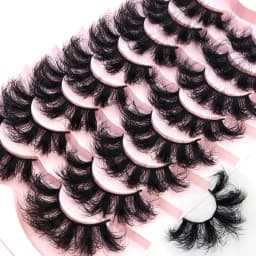 HBZGTLAD 5/8 Pairs of Natural Russian Striped Mink Lashes 3D False Lashes Volume Wavy False Lashes Eyelash Extensions Makeup