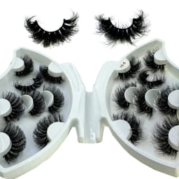 HBZGTLAD 5/8 Pairs of Natural Russian Striped Mink Lashes 3D False Lashes Volume Wavy False Lashes Eyelash Extensions Makeup