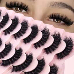 HBZGTLAD 5/8 Pairs of Natural Russian Striped Mink Lashes 3D False Lashes Volume Wavy False Lashes Eyelash Extensions Makeup