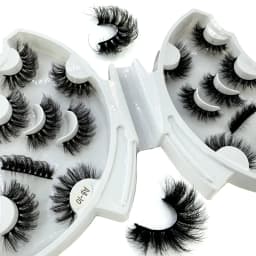 HBZGTLAD 5/8 Pairs of Natural Russian Striped Mink Lashes 3D False Lashes Volume Wavy False Lashes Eyelash Extensions Makeup