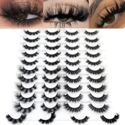 HBZGTLAD 5/8 Pairs of Natural Russian Striped Mink Lashes 3D False Lashes Volume Wavy False Lashes Eyelash Extensions Makeup