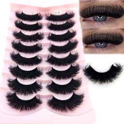 HBZGTLAD 5/8 Pairs of Natural Russian Striped Mink Lashes 3D False Lashes Volume Wavy False Lashes Eyelash Extensions Makeup