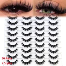 HBZGTLAD 5/8 Pairs of Natural Russian Striped Mink Lashes 3D False Lashes Volume Wavy False Lashes Eyelash Extensions Makeup