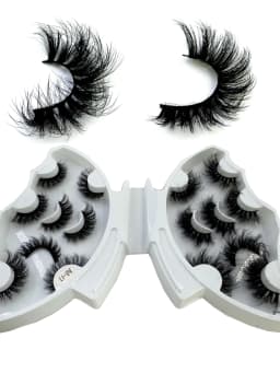 HBZGTLAD 5/8 Pairs of Natural Russian Striped Mink Lashes 3D False Lashes Volume Wavy False Lashes Eyelash Extensions Makeup