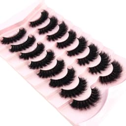 HBZGTLAD 5/8 Pairs of Natural Russian Striped Mink Lashes 3D False Lashes Volume Wavy False Lashes Eyelash Extensions Makeup