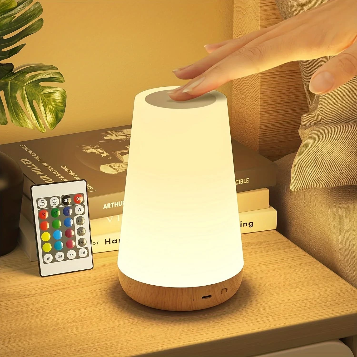 LED 13 Color Changing Night Light Remote Control Touch USB Rechargeable RGB Night Lamp Dimmable Lamp Portable Table Bedside Lamp