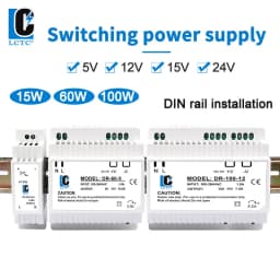 LCTC DR-15/60/100 Switching Power Supply 5V 12V 24V DIN Rail Power Supply Industrial Transformer Small Volume 4.2A 6.5A 7.5A