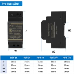 Switching Power Supply 5V/12V/24V/48V DIN Rail Power Supply AC to DC HDR-15/30/60/100/150W LED DC Switching Power Supply