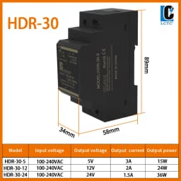 Switching Power Supply 5V/12V/24V/48V DIN Rail Power Supply AC to DC HDR-15/30/60/100/150W LED DC Switching Power Supply