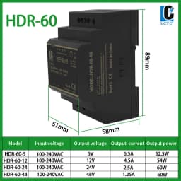 Switching Power Supply 5V/12V/24V/48V DIN Rail Power Supply AC to DC HDR-15/30/60/100/150W LED DC Switching Power Supply