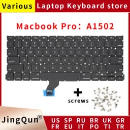 US/UK/RU/GR/FR/SP/BR/IT/PT/PO/TR/TI Laptop Keyboard For Apple Macbook Pro Retina 13" A1502 ME864 ME865 ME866 Replacement