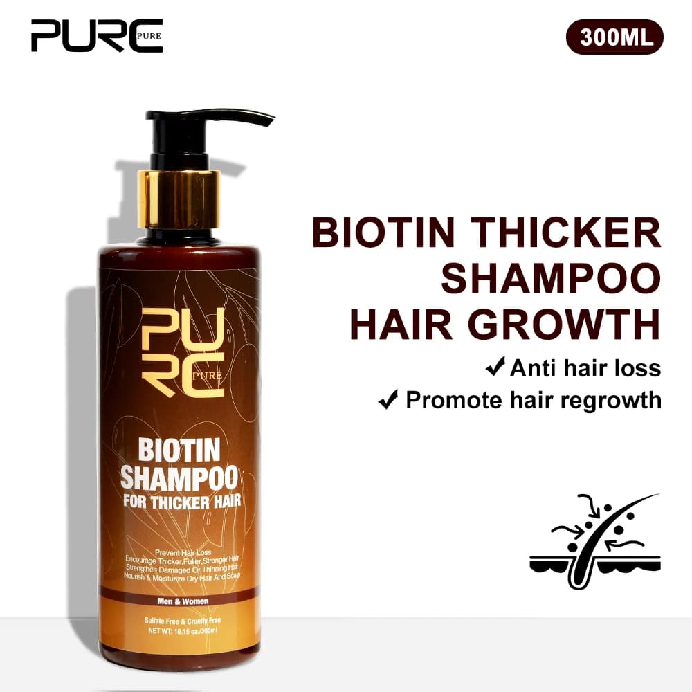 PURC 300ML Biotin Hair Shampoo Scalp Cleaning Nourishing Strengthen Roots Shampoos Hair Care Products for All Hair Types