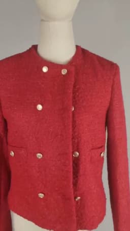 xikom 2021 Tweed Two pieces set Women red Vintage O Neck Long Sleeve Office Lady slim Blazer Coat Female Hight Waist skirt suit
