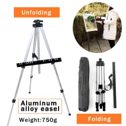 AngelMark Easy Folding Easel Stand Collapse Adjustable Metal Tripod Artist Easel with Bag Extra Sturdy for Table-Top/Floor Paint
