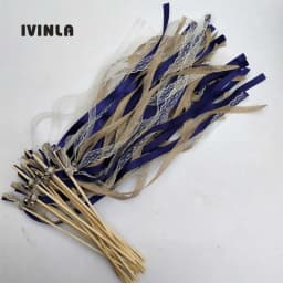New 30/20/10pcs/lot Champagne + jute + lace wedding Ribbon Wands stick Confetti Stream with big sliver Bells for wedding party