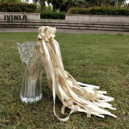 New 30/20/10pcs/lot Champagne + jute + lace wedding Ribbon Wands stick Confetti Stream with big sliver Bells for wedding party