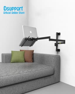 Foldable Wall Mount 13-17 Inch Laptop Holder Ultra Long Mechanical Arm Laptop Cooler Retractable Notebook Mount