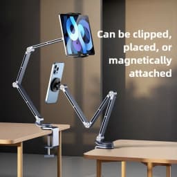 Tablet Desk Mount Stand,360° Rotating Adjustable Metal Arms Foldable, Sturdy Bed Mount for 4.7-13.5 Inch iPad and Android