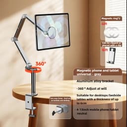 Tablet Desk Mount Stand,360° Rotating Adjustable Metal Arms Foldable, Sturdy Bed Mount for 4.7-13.5 Inch iPad and Android