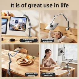 Tablet Desk Mount Stand,360° Rotating Adjustable Metal Arms Foldable, Sturdy Bed Mount for 4.7-13.5 Inch iPad and Android