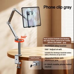 Tablet Desk Mount Stand,360° Rotating Adjustable Metal Arms Foldable, Sturdy Bed Mount for 4.7-13.5 Inch iPad and Android