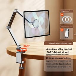 Tablet Desk Mount Stand,360° Rotating Adjustable Metal Arms Foldable, Sturdy Bed Mount for 4.7-13.5 Inch iPad and Android