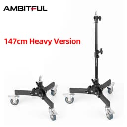AMBITFUL 93-147cm Heavy Duty Light Stand Studio 61-81cm Wheels Tripod 20KG Max Loaded Studio Floor Light Stand