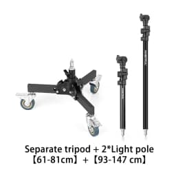 AMBITFUL 93-147cm Heavy Duty Light Stand Studio 61-81cm Wheels Tripod 20KG Max Loaded Studio Floor Light Stand