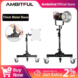 AMBITFUL 93-147cm Heavy Duty Light Stand Studio 61-81cm Wheels Tripod 20KG Max Loaded Studio Floor Light Stand