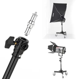 AMBITFUL 93-147cm Heavy Duty Light Stand Studio 61-81cm Wheels Tripod 20KG Max Loaded Studio Floor Light Stand
