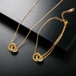 Trendy Roman Numerals Jewelry Set Luxury Round Crystal Gold Color Charm Necklace Earrings Bracelet Stainless Steel For Women New