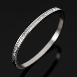 Half CZ Square Crystal Bangle Bracelet Luxury Women Stainless Steel Gold-plated Open Cuff Bracelet For Women's Wedding Jewelry
