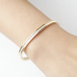 Half CZ Square Crystal Bangle Bracelet Luxury Women Stainless Steel Gold-plated Open Cuff Bracelet For Women's Wedding Jewelry