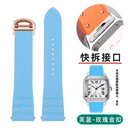 For Santos De Cartier WSSA0009 WSSA0018 39.8mm Deal FKM Watch Strap Quick Release Watch Band Waterproof Rubber Wristband 19 21mm