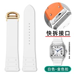 For Santos De Cartier WSSA0009 WSSA0018 39.8mm Deal FKM Watch Strap Quick Release Watch Band Waterproof Rubber Wristband 19 21mm