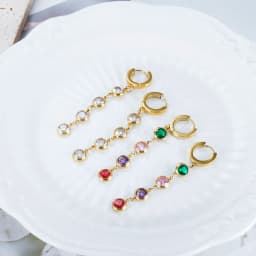 Jovo Love Stainless Steel Tassel Cubic Zirconia Long Hoop Earrings for Women Colorful Crystal Stone Stylish Earrings Jewelry