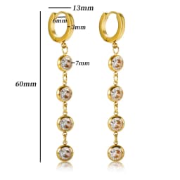 Jovo Love Stainless Steel Tassel Cubic Zirconia Long Hoop Earrings for Women Colorful Crystal Stone Stylish Earrings Jewelry