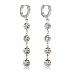 Jovo Love Stainless Steel Tassel Cubic Zirconia Long Hoop Earrings for Women Colorful Crystal Stone Stylish Earrings Jewelry