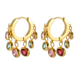 JOVO LOVE Elegant Colorful Cubic Zirconia Stainless Steel Earrings Women Cute Sweet Tassel Small Ear Buckle Temperament Jewelry
