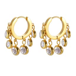JOVO LOVE Elegant Colorful Cubic Zirconia Stainless Steel Earrings Women Cute Sweet Tassel Small Ear Buckle Temperament Jewelry