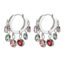 JOVO LOVE Elegant Colorful Cubic Zirconia Stainless Steel Earrings Women Cute Sweet Tassel Small Ear Buckle Temperament Jewelry