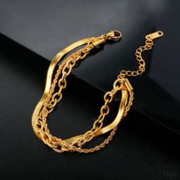 JOVO LOVE High-end Three-layer Chain Bracelet Wholesale Jewelry Woven Chain Classic Fashion Stainless Steel Bangle Women Jewelry