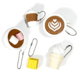 Calming Keychain Keys Finger Button Anti-stress Toys Coffee Ice Cream Cheese Food Funny Decompression Gifts for Children Adults