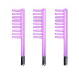 3PCS Hair Comb Dandruff Removal Glass Smoothes Hair Comb Shaped Probe For High Frequency Electrotherapy Instrument Purple Light